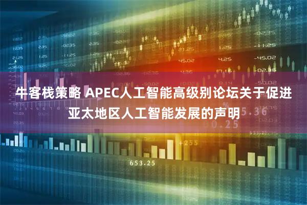 牛客栈策略 APEC人工智能高级别论坛关于促进亚太地区人工智能发展的声明